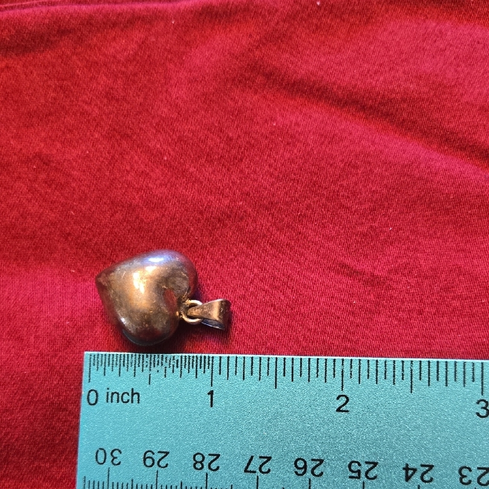 Sterling Silver Puffy Heart Pendant With Bell Inside. Can Shake It And Hear Bell - Picture 4 of 7